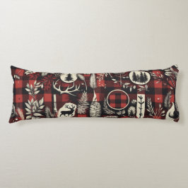 コージーキャビン心地よい – レッド&ブラックバッファロープレイド ボディピロー