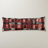 コージーキャビン心地よい – レッド&ブラックバッファロープレイド ボディピロー (裏面)