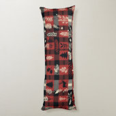 コージーキャビン心地よい – レッド&ブラックバッファロープレイド ボディピロー (裏面 (縦))