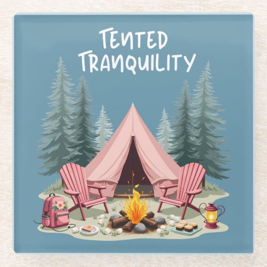 コージーキャンピングエステティックグランプテント&キャンプファイア ガラスコースター (正面)