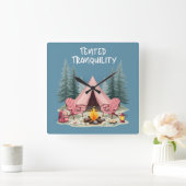 コージーキャンピングエステティックグランプテント&キャンプファイア スクエア壁時計 (ホーム)