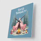 コージーキャンピングエステティックグランプテント&キャンプファイア スクエア壁時計 (傾斜)