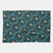 コージーキャンプファイアナイトアウトドア素朴ドアドベンチャー キッチンタオル (横)