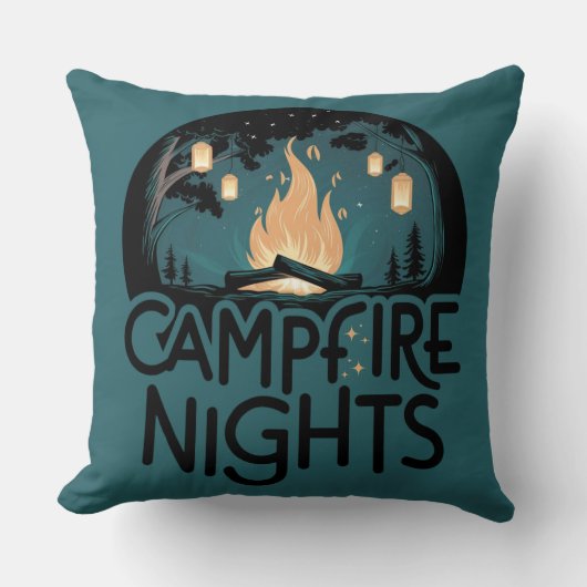 コージーキャンプファイアナイトアウトドア素朴ドアドベンチャー クッション (正面)