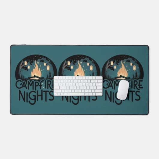 コージーキャンプファイアナイトアウトドア素朴ドアドベンチャー デスクマット (キーボード&マウス)