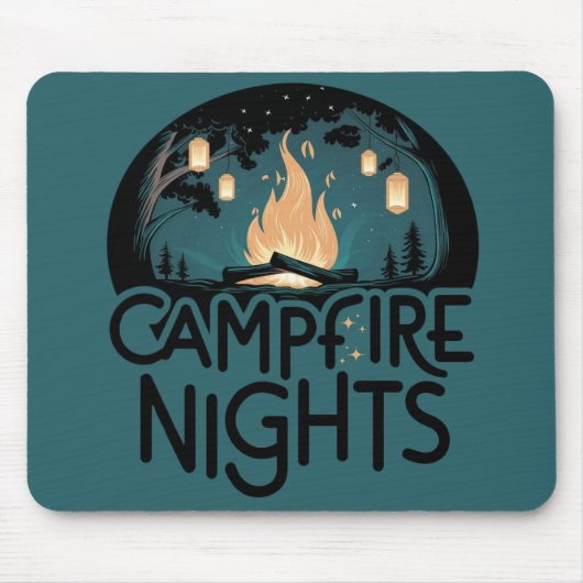 コージーキャンプファイアナイトアウトドア素朴ドアドベンチャー マウスパッド (正面)