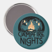 コージーキャンプファイアナイトアウトドア素朴ドアドベンチャー マグネット (正面/裏面)