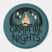 コージーキャンプファイアナイトアウトドア素朴ドアドベンチャー マグネット (正面)