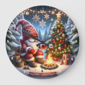 コージーキャンプファイア格言" -フェスティバルクリスマスウォール ラージ壁時計 (正面)