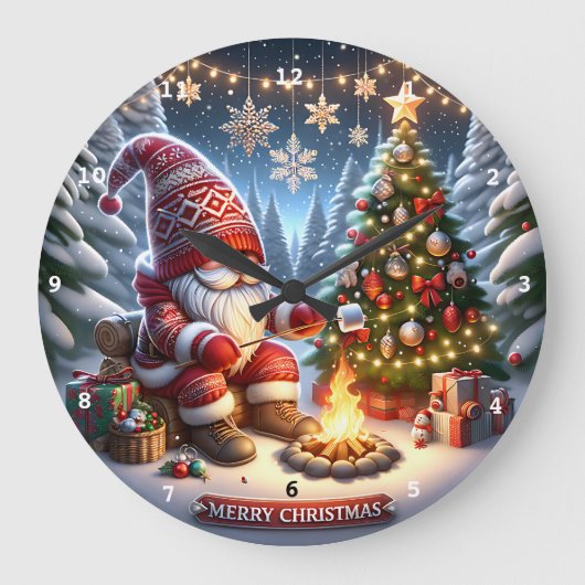 コージーキャンプファイア格言" -フェスティバルクリスマスウォール ラージ壁時計 (正面)