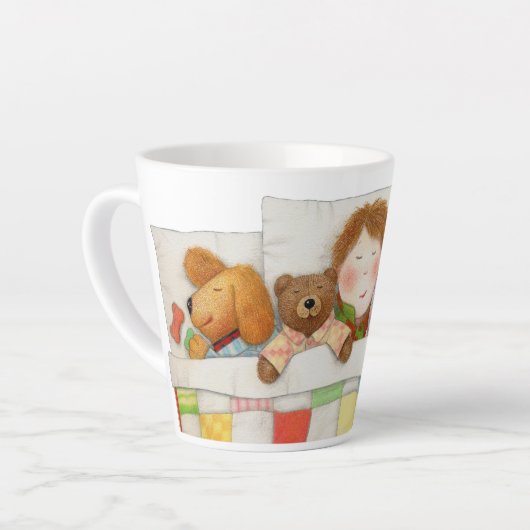 コージーキルトテーパードホワイトマグ カフェラテマグ (左アングル)