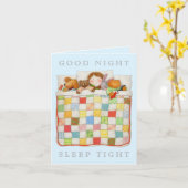 コージーキルトノートカード/ブルー カード (黄色い花)