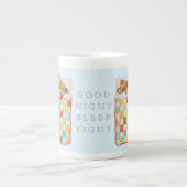 コージーキルトボーン中国マグカップ – 青 ボーンチャイナマグカップ (正面)