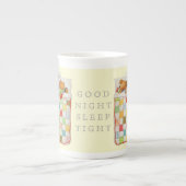 コージーキルトボーン中国マグ – イエロー ボーンチャイナマグカップ (正面)