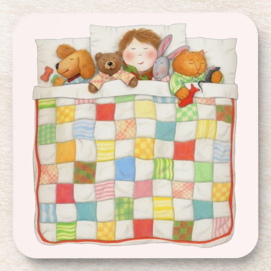 コージーキルト懸命プラスチックコースター – ピンク コースター (正面)