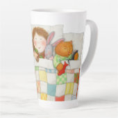 コージーキルト背の高いテーパホワイトマグカップ カフェラテマグ (右アングル)