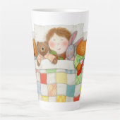 コージーキルト背の高いテーパホワイトマグカップ カフェラテマグ (正面)