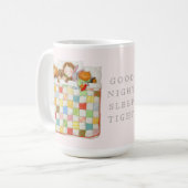 コージーキルト背の高いホワイトマグカップ+ピンク コーヒーマグカップ (正面左)