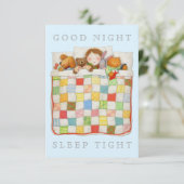 コージーキルト3.5x5フラットカ空白のード – 青 招待状 (スタンド正面)