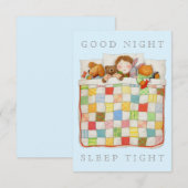 コージーキルト3.5x5フラットカ空白のード – 青 招待状 (正面/裏面)