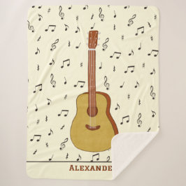 コージーギタリストミュージックノートデザイン シェルパブランケット
