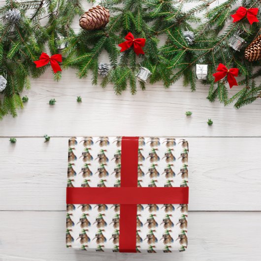 コージークリスマスキウィ ラッピングペーパー