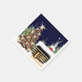 コージークリスマスキャビンホリデーシーンクリスマスデザイン スタンダードカクテルナプキン (角)