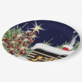 コージークリスマスキャビンホリデーシーンクリスマスデザイン ペーパープレート (アングル)