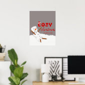 コージークリスマスキュート雪だるま ポスター (ホームオフィス)