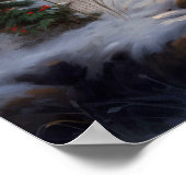 コージークリスマスコテージ&雪だるま | ヴィンテージ冬 ポスター (角)