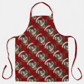 コージークリスマススノーグローブコテージシーン エプロン (正面)