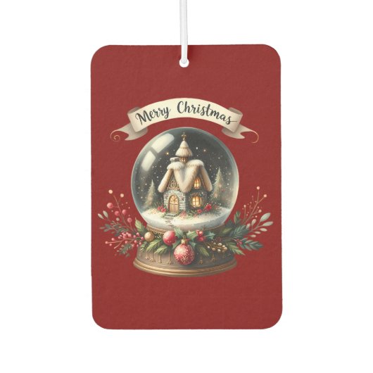 コージークリスマススノーグローブコテージシーン カーエアーフレッシュナー (正面)