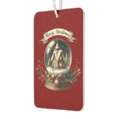 コージークリスマススノーグローブコテージシーン カーエアーフレッシュナー (左)