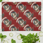 コージークリスマススノーグローブコテージシーン キッチンタオル (折り畳み)