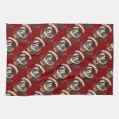 コージークリスマススノーグローブコテージシーン キッチンタオル (横)