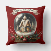 コージークリスマススノーグローブコテージシーン クッション (裏面)