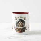 コージークリスマススノーグローブコテージシーン マグカップ (中央)