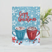 コージークリスマススノーフレーク&ココアホリデーカード シーズンカード (スタンド正面)