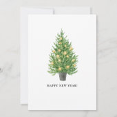 コージークリスマスツリー暖炉カスタムホリデーカード (裏面)