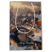 コージークリスマスビレッジウィンターシーン ミディアムペーパーバッグ (正面)