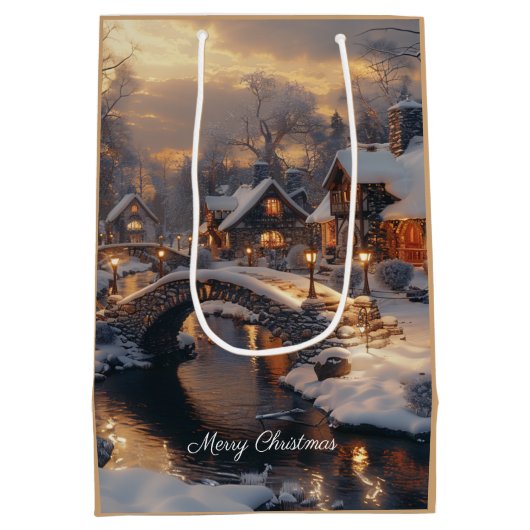 コージークリスマスビレッジウィンターシーン ミディアムペーパーバッグ (裏面)