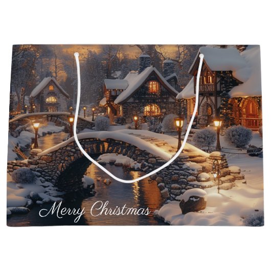 コージークリスマスビレッジウィンターシーン ラージペーパーバッグ (正面)