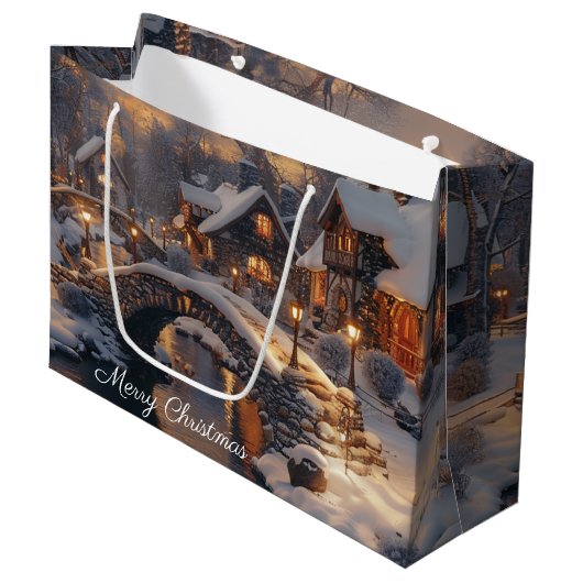 コージークリスマスビレッジウィンターシーン ラージペーパーバッグ (正面アングル)