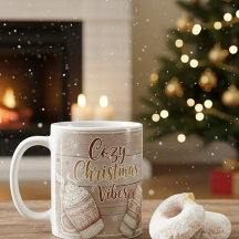 コージークリスマスビームズ マグカップ | 田舎風の冬のキャビン