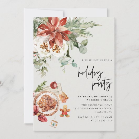 コージークリスマスフローラ&クッキーホリデーパーティ 招待状 (正面)