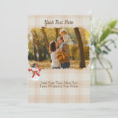 コージークリスマスプレドタータンチェックタンニュートラル雪だるま カード (スタンド正面)