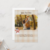 コージークリスマスプレドタータンチェックタンニュートラル雪だるま カード (正面/裏面インサイチュ)