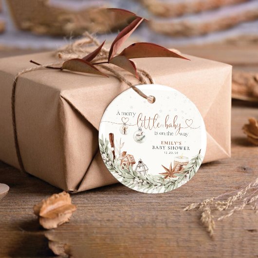 コージークリスマスベビーシャワーメッセージカード フェイバータグ