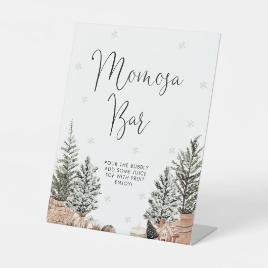 コージークリスマスベビーシャワーモモモザバーサイン 台座サイン (正面)