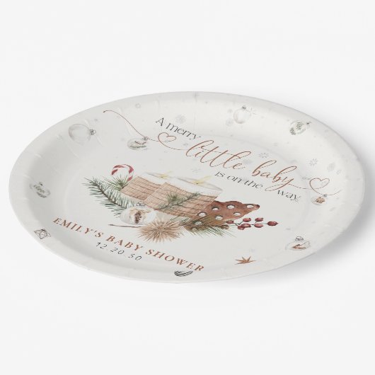 コージークリスマスベビーシャワー紙プレート ペーパープレート (アングル)
